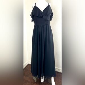 Morilee Madeline Gardner Black Chiffon Spaghetti Strap Dress